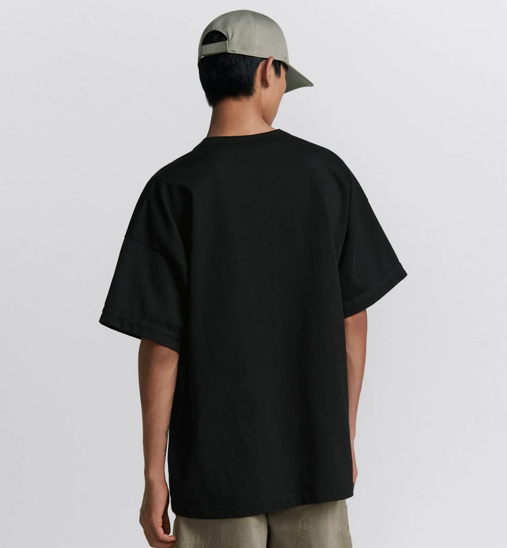 Dior And Stone Island T-Shirt, Oversized Fit Black Cotton Jersey