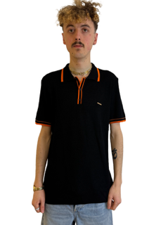 Hermes Black Polo Shirt with Orange Seamline