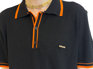 Hermes Black Polo Shirt with Orange Seamline