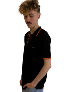 Hermes Black Polo Shirt with Orange Seamline