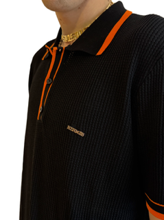 Hermes Black Polo Shirt with Orange Seamline