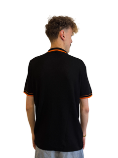 Hermes Black Polo Shirt with Orange Seamline