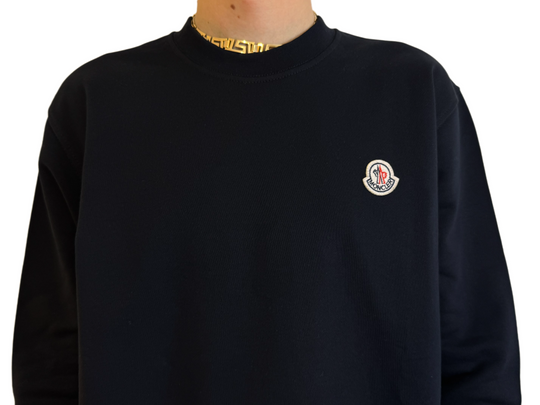 Moncler Classic Black Crewneck Sweatshirt with Logo Detail