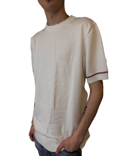 Moncler White Embossed Graphic T-Shirt