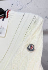 Moncler Cable Knit Sweater – White with Signature Detailing