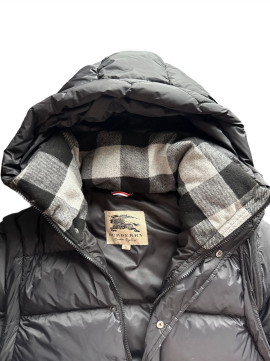 Burberry Black Puffer Full Sleeves Jacket with Hoodie