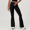 Seamless Stretch-Fit Bell-Bottom Yoga Pants in Black