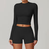 High-Neck Seamless Sports Crop Top in Black