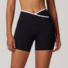 Activewear Crossover Waist Biker Shorts for Women in Black