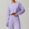 Women's Back Cut-Out Cropped Sweatshirt - Soft Lounge Collection in Lavender