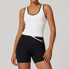 Contrast Trim Racerback Tank Top - Sleek Activewear in White