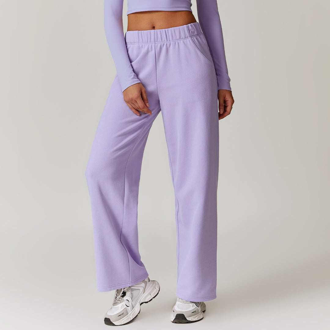 Comfy Wide-Leg High-Waisted Sweatpants for Women in Lavender