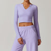 Relaxed Fit V-Neck Cropped Top Wear - Everyday Casual in Lavender