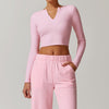 Relaxed Fit V-Neck Cropped Top Wear - Everyday Casual in Pink