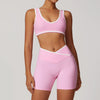 High-Impact Sports Bra - Racerback with Contrast Trim in Pink