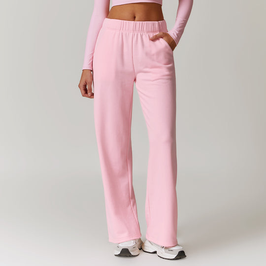 Comfy Wide-Leg High-Waisted Sweatpants for Women in Pink