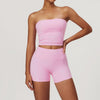 Compression Fit Bandeau Sports Top in Pink