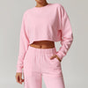 Women's Back Cut-Out Cropped Sweatshirt - Soft Lounge Collection in Pink