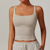 Stretch Fit Activewear Sports Tank Top in Light Beige