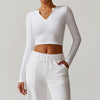 Relaxed Fit V-Neck Cropped Top Wear - Everyday Casual in White