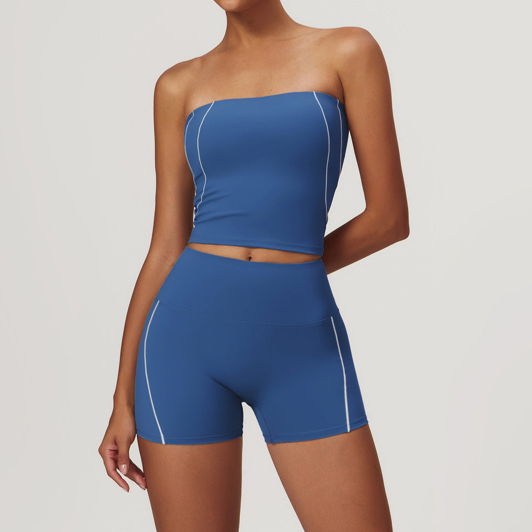 Compression Fit Bandeau Sports Top in Blue