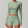 High-Neck Seamless Sports Crop Top in Olive Green