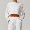 Women's Back Cut-Out Cropped Sweatshirt - Soft Lounge Collection in White