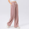 Women's Casual Wide-Leg Sweatpants with Drawstring Waist in Light Pink