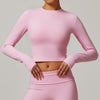 High-Neck Seamless Sports Crop Top in Pink