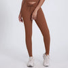 Tummy Control High-Waisted Crossover Active Leggings in Brown