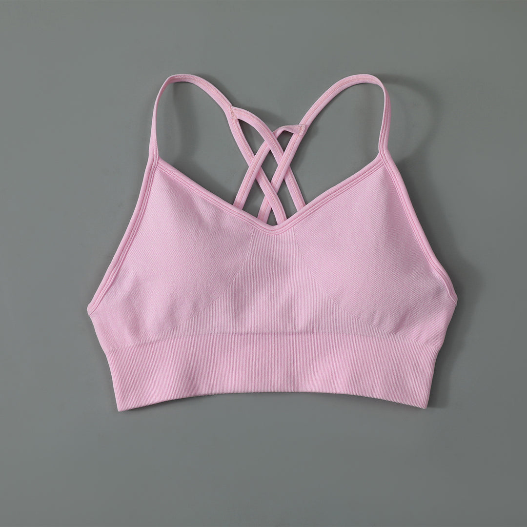 Crisscross Back Seamless Sports Bra in Pink