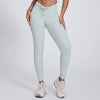 Tummy Control High-Waisted Crossover Active Leggings in Light Grey