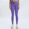 Tummy Control High-Waisted Crossover Active Leggings in Purple