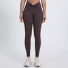 Tummy Control High-Waisted Crossover Active Leggings in Dark Puce