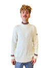 Moncler Cable Knit Sweater – White with Signature Detailing