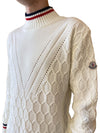 Moncler Cable Knit Sweater – White with Signature Detailing