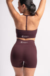 Ribbed halter neck bra and high-waist shorts set for women’s sportswear