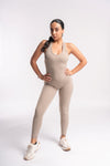 Women's backless jumpsuit for workout and gym, breathable activewear