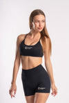 Racerback sports bra with comfortable shorts for yoga