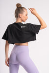 Black Crop T-shirt with a round neckline and comfortable fit