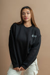 Plain black crewneck sweatshirt for women