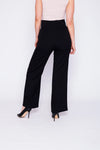 Black polyester pants for women, designed with a relaxed fit