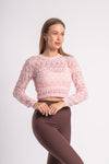 Lightweight knit cropped top paired with high-waisted leggings