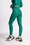 emerald green yoga pants and crop top set ideal for workout and cardio