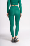 everyday wear woman green color sports leggings and cropped top set