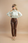 Brown faux leather Trousers ideal for workwear or everyday chic