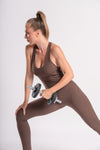 breathable and flexible brown jumpsuit for woman for gym sessions