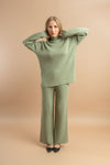 Turtle neck knitted co-ord set - full sleeve top and wide-leg pants