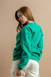 Casual green crewneck sweater for woman in comfortable fabric