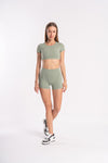 Active lifestyle clothing - olive green workout set for women